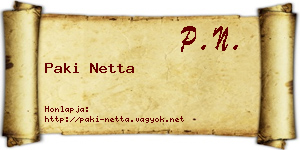 Paki Netta névjegykártya